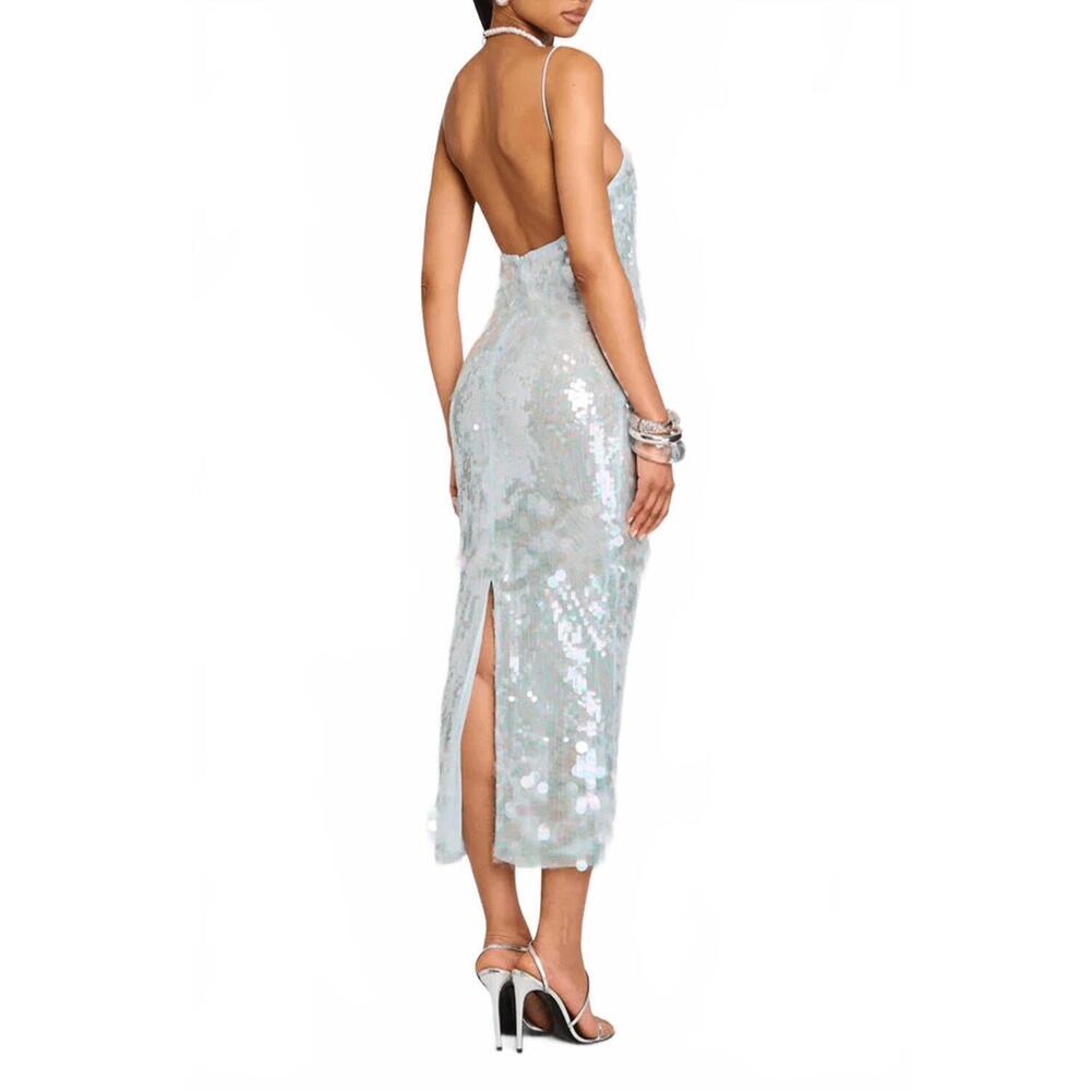 NEW RETROFETE alana sequin dress in ice blue - Picture 3 of 5